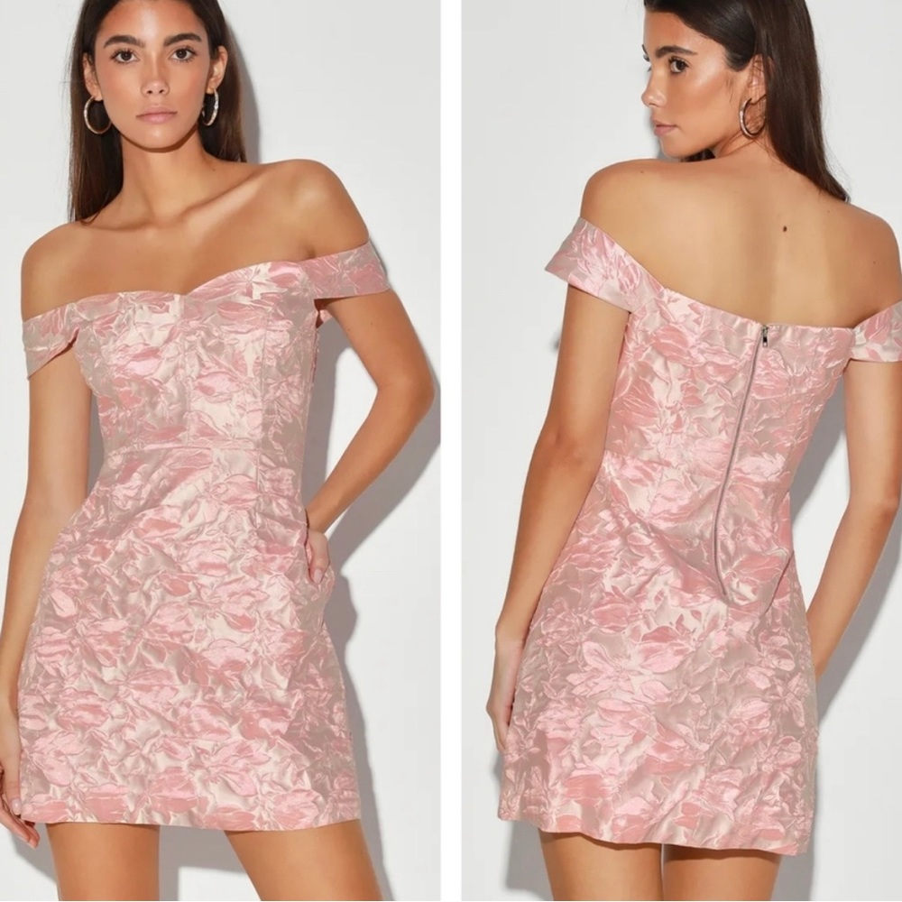 LULUS Pink Floral Satin Sleeveless
Mini Dress